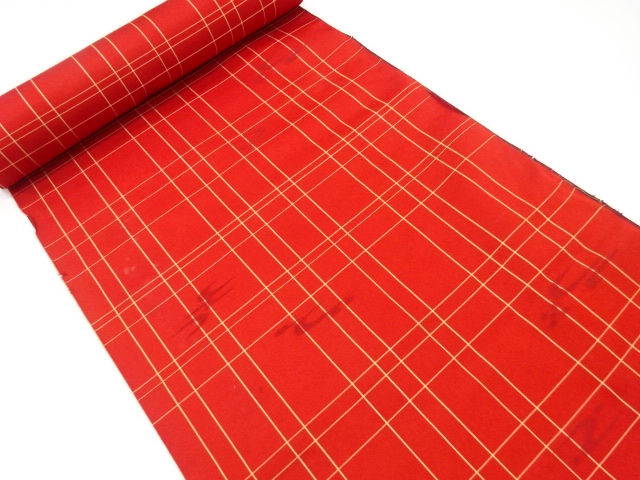 JAPANESE KIMONO / ANTIQUE BOLT FOR RAIN COAT / WOVEN RYUKYU KASURI PATTERN